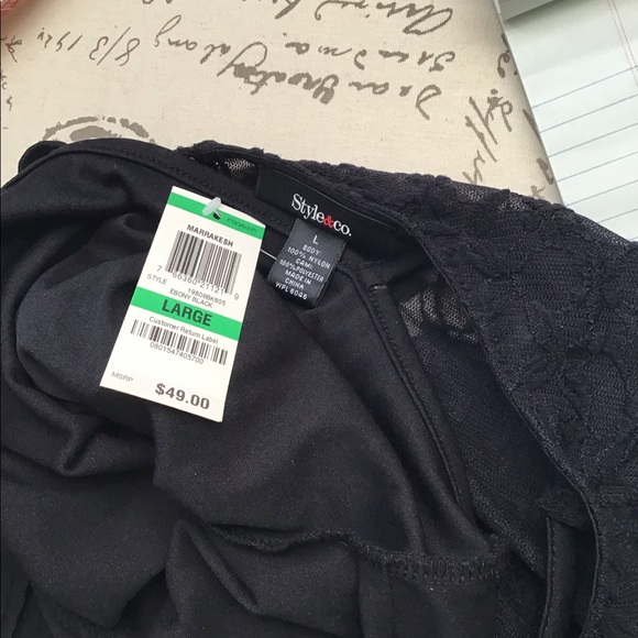 Style and Company 2 Piece Lace Top Black L - Picture 7 of 7